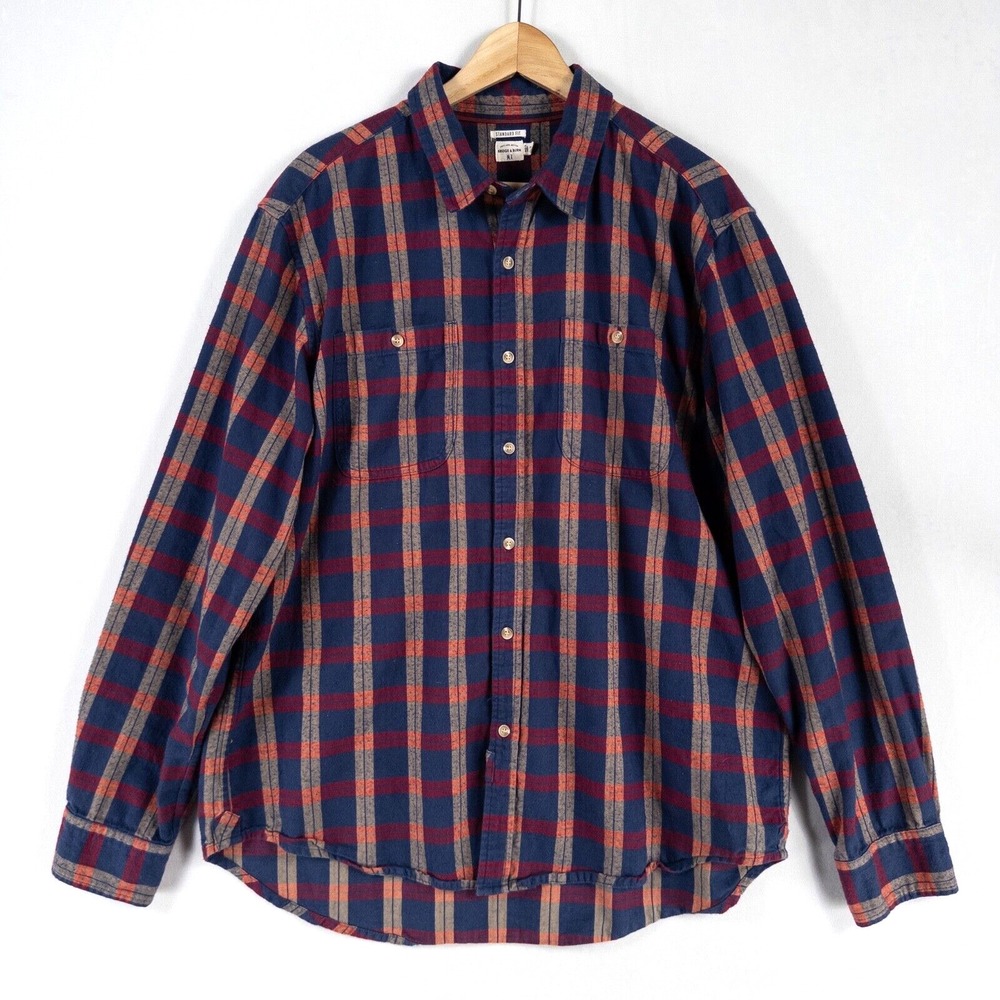 Bridge & Burn Shirt Mens Sz XXL Multicolor Plaid Flannel Button Up Standard Fit